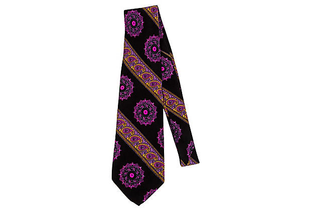 Lanvin Purple Paisley Silk Tie