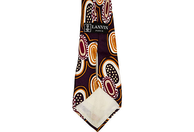 Lanvin Brown Geometric Silk Tie