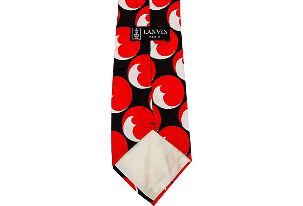 Lanvin 70's Silk Black Red Tie