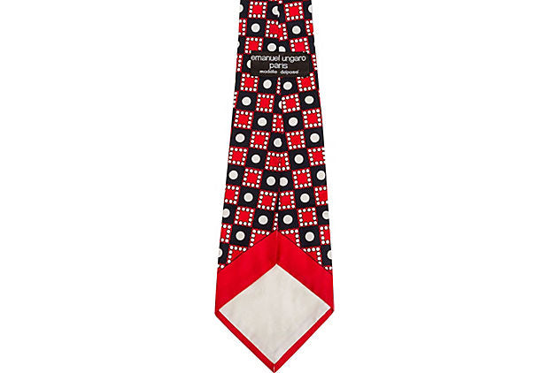 Ungaro Geometric Red Silk Tie