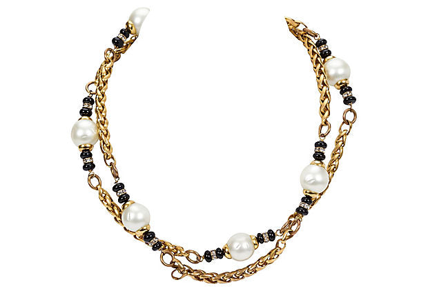 Chanel Pearl & Onyx Sautoir Necklace