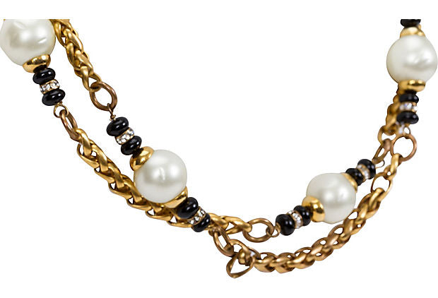 Chanel Pearl & Onyx Sautoir Necklace