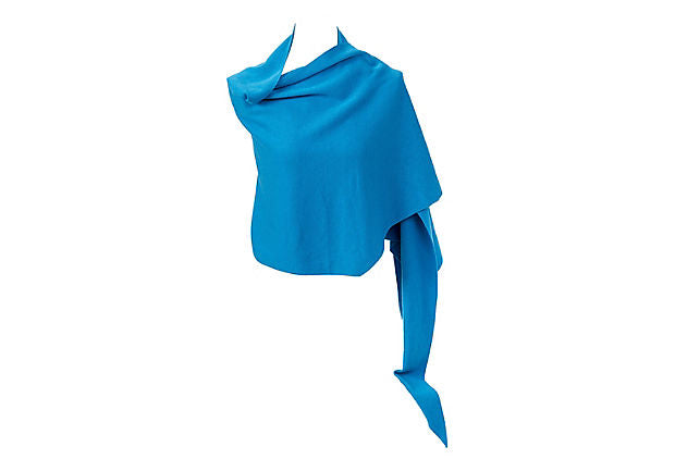 Hermès Blue Cashmere Silk Knit Shawl
