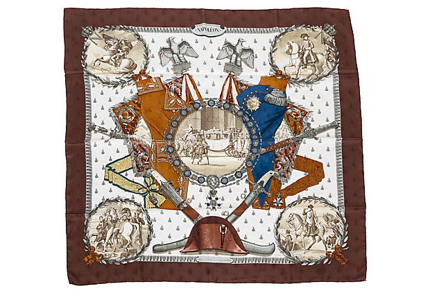 Hermès Brown Collectible Napoleon Scarf