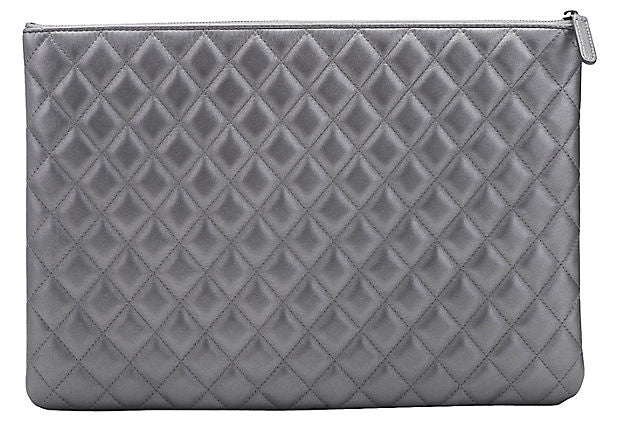 Chanel Large Pewter & Black Clutch