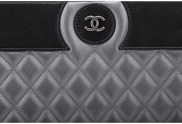 Chanel Large Pewter & Black Clutch