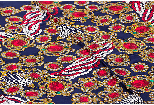 Chanel Navy Jewel Silk Scarf