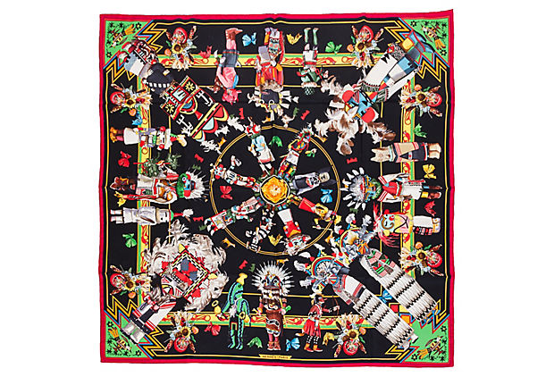 Hermès Black Kachinas Scarf