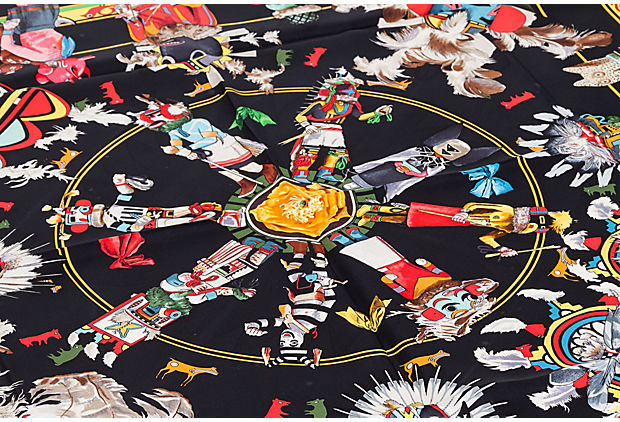 Hermès Black Kachinas Scarf
