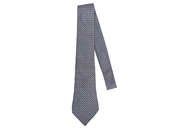 Hermès Blue Silk Geometric Tie