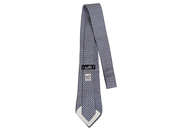 Hermès Blue Silk Geometric Tie