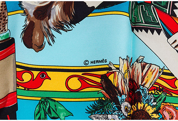 Hermès Teal Kachinas Scarf