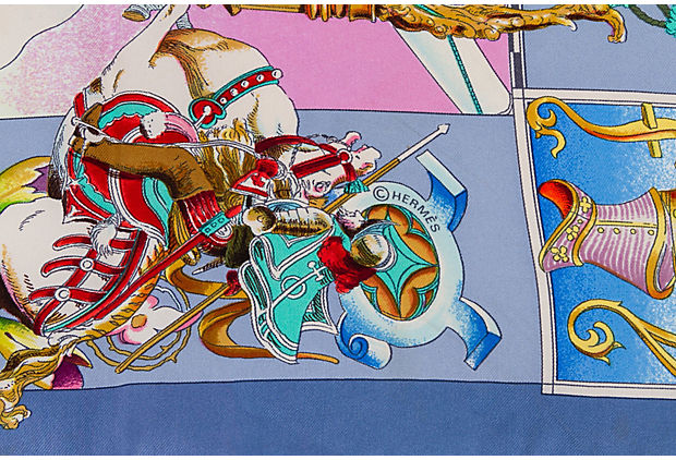 Hermès Blue Les Ameriques Silk Scarf