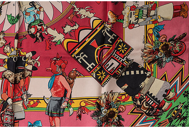 Hermès Pink Kachinas Silk Twill Scarf