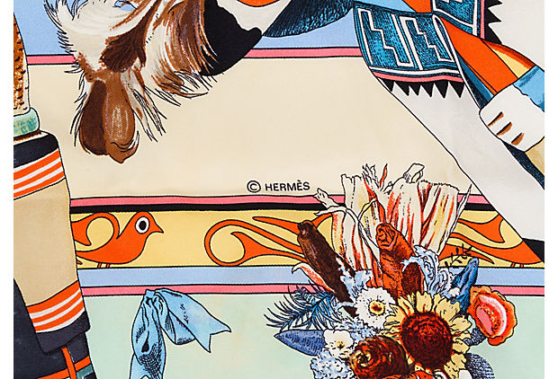 Hermès Teal Silk Kachinas Scarf