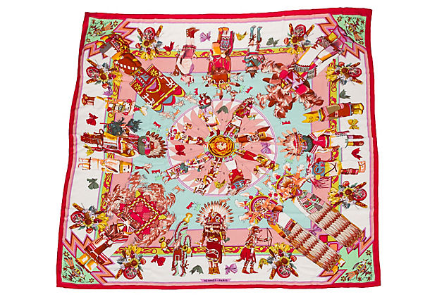 Hermès Pink Kachinas Cashmere Scarf