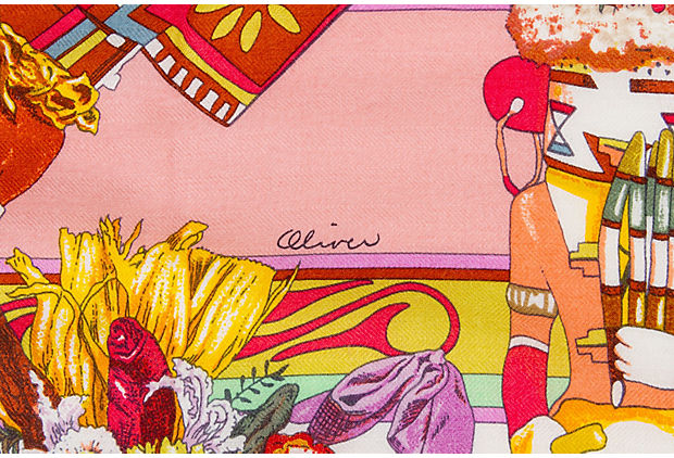 Hermès Pink Kachinas Cashmere Scarf