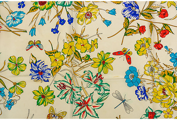 Gucci Blue Floral Print Scarf