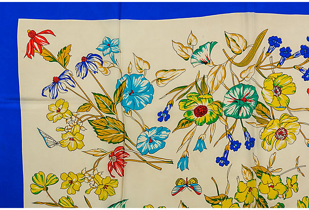 Gucci Blue Floral Print Scarf