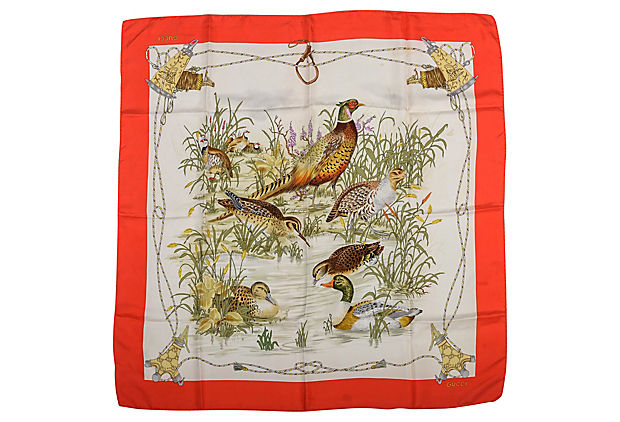 Gucci Silk Waterfowl Print Scarf
