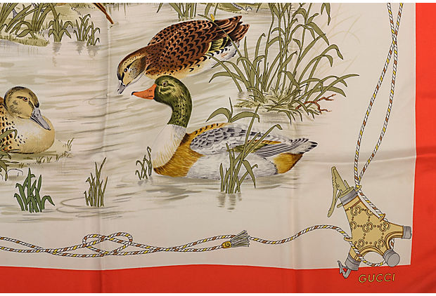 Gucci Silk Waterfowl Print Scarf