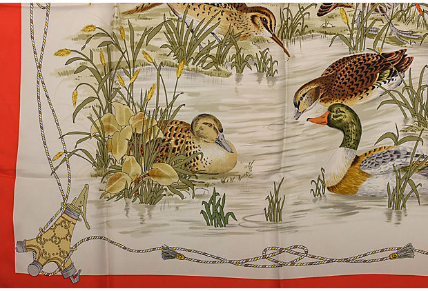 Gucci Silk Waterfowl Print Scarf