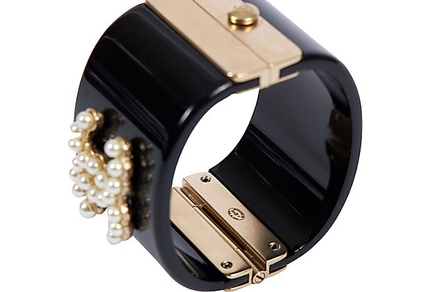 Chanel Black & Pearl CC Logo Cuff