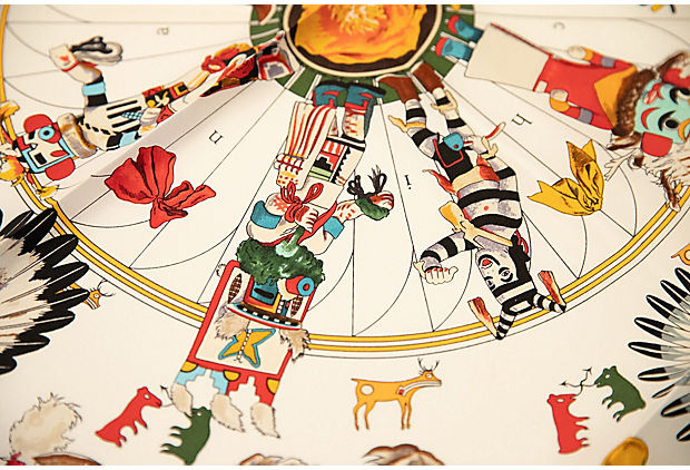 Hermès White & Red Silk Kachinas Scarf