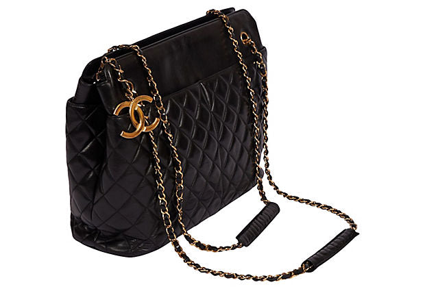 Chanel XL Black Lambskin Shopper