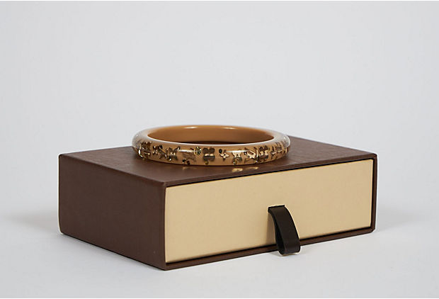 Vuitton Lucite Inlay Logo 2 Tone Bangle