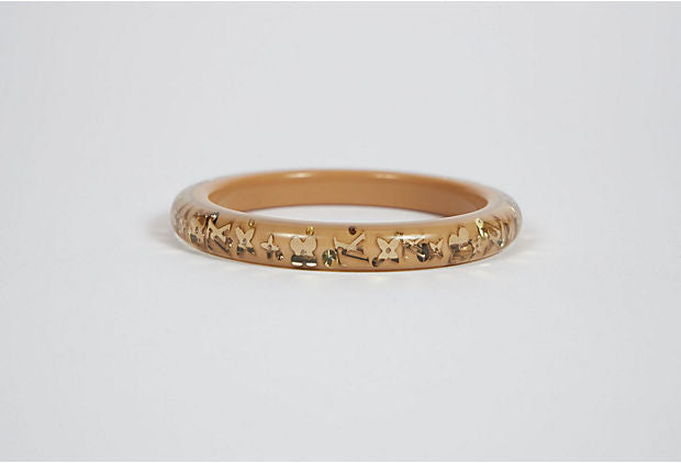 Vuitton Lucite Inlay Logo 2 Tone Bangle