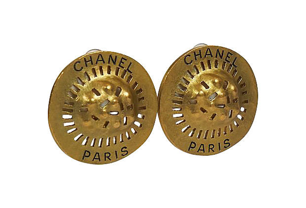 Chanel Dark Gold Perforated Clip Earring