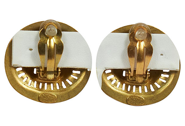 Chanel Dark Gold Perforated Clip Earring