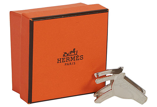 Hermès Palladium Horse Head Scarf Ring