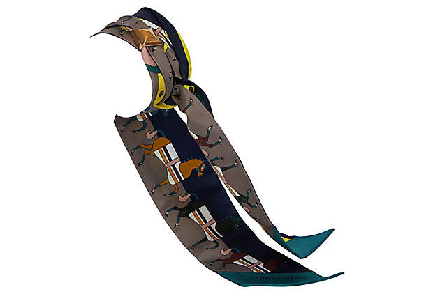 Hermès Dressage Horses Silk Twilly Scarf