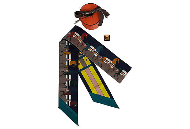 Hermès Dressage Horses Silk Twilly Scarf