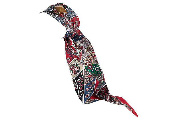 Hermès Red Paisley Silk Twilly Scarf