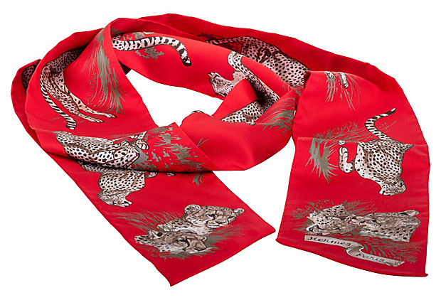 Hermes Red Guepards Maxi Twilly Thin BNB