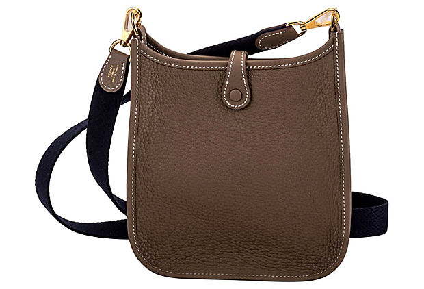 Hermès Mini Evelyne Étoupe Blue Gold