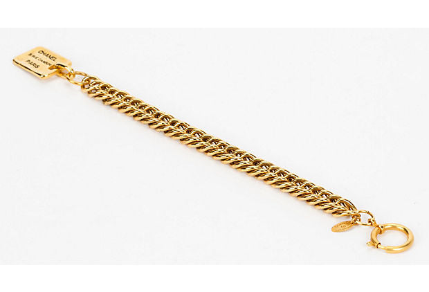 Chanel Long 80s Dog Tag Gold Bracelet