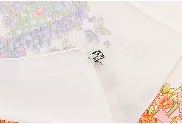 Hermès "Le Sacre"Pink & White Silk Scarf