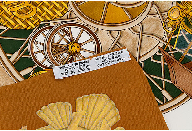 Hermès Brown Voitures Silk Twill Scarf