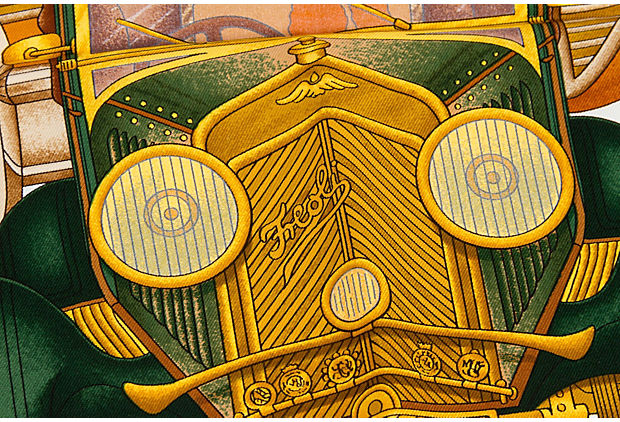Hermès Brown Voitures Silk Twill Scarf