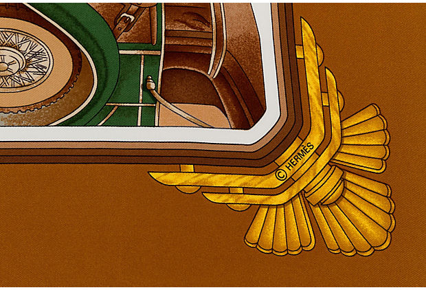 Hermès Brown Voitures Silk Twill Scarf