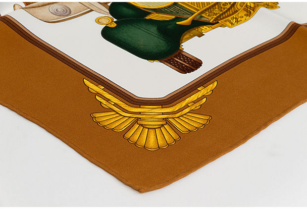 Hermès Brown Voitures Silk Twill Scarf