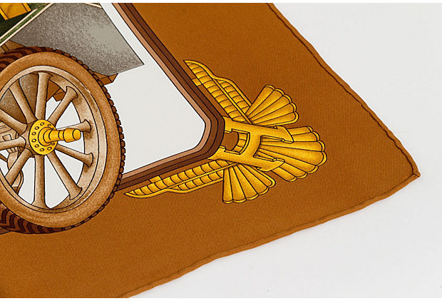 Hermès Brown Voitures Silk Twill Scarf