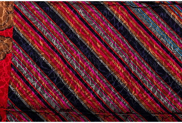 Lanvin Vintage Silk Striped Red Scarf