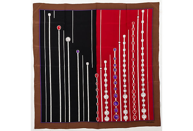 Valentino Vintage Silk Jewel Scarf