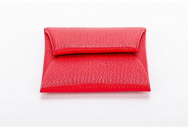 Hermès Rouge Pivoine Chevre Coin Case BN