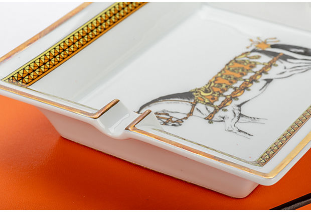 Hermes Gold Horse Porcelain Ashtray